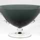 Henkelschale, Glas, 1960er Jahre, graugrüne Schale mit 2 farblosen Henkeln auf Fuß, H. 13,5 cm, Dm. 22 cm - photo 1