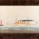 Kapitänsbild "S.M.S. Scharnhorst 1911-1913", feine Seidenarbeit, Anfertigung für Kapitän zur See Bernhard Rösing (1869 New York-1947 Kiel) 46x65 cm, hinter Glas, in reich geschnitztem Eichenrahmen mit Eichenlau… - photo 1