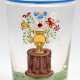 Barock-Glas, konische Wandung mit polychromer Emailmalerei und Sinnspruch, Abriß, H. 9 cm - фото 1