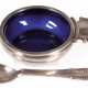 Gewürzschälchen mit Löffel, Georg Jensen, Dänemark, 925er Silber mit blauer Emailleeinlage, Nr. 7, Handhabe und Löffel mit Perlrand, Dm. 4,3 cm - photo 1