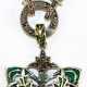 Fuchsschwanzkette mit Wechselclip, 925er Silber, mit Karabinerverschluß, L. ca. 46 cm, ca.13 g, Anhänger im Jugendstil, 925er Silber, Email, Smaragde, Markasit, Maße mit Öse ca. 4,9 x 3,2 cm - фото 1