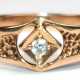 Ring, 585er GG, Hammerschlag-Dekor, 2,7 g, 1 Altschliffbrillant ca. 0,05 ct., RG 62, Innendurchmesser 19,7 mm - photo 1