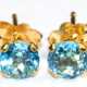 Ohrstecker, 416 / 10 k GG, Blautopas, Dm. ca. 4 mm - photo 1