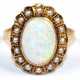 Opal-Perlen-Ring, 585er GG, ausgefasst mit ovalem Opal-Cabochon, der von 16 Saatperlen umrandet wird, Ges.-Gew. 2,92 g, RG 52 - фото 1