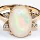 Opal-Diamant-Ring, 750er GG, ausgefasst mit 1 Edelopal-Cabochon von ca. 3,64ct. und 4 Achtkant-Diamanten von zus. ca. 0,08 ct., VS-Si, Ges.-Gew. 3,37 g, RG 55 (Wiederbeschaffungswert lt. Expertise 3.970,- €) - Foto 1