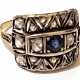 Ring, 750er GG, geprüft, 4,3 g, Diamantbesatz ca. 0,90 -1,0 ct., in Silberfassung und Saphir, RG 62, Innendurchmesser 19,7 mm - Foto 1
