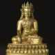 A GILT-COPPER ALLOY FIGURE OF A CROWNED BUDDHA - фото 1