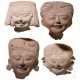 Vier präkolumbische Tonköpfe (Sonrientes), Mexiko, Veracruz, Remojadas, 600 - 900 n. Chr. - Foto 1