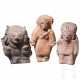 Drei präkolumbische Tonfiguren, Ekuador, wohl 500 - 1500 n. Chr. - Foto 1
