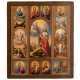 Ikone mit der heiligen Märtyrerin Ekaterina (Katharina) entouriert von zwölf Gnadenbildern der Gottesmutter, Russland, 19. Jhdt. - фото 1 Ikone mit der heiligen Märtyrerin Ekaterina (Katharina) entouriert von zwölf Gnadenbildern der Gottesmutter, Russland, 19. Jhdt. - фото 1