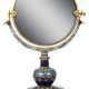 Cloisonné-Tischspiegel mit Kranichen und Lotos und teils bemalter Spiegelfläche - фото 1