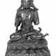 Bronzefigur des sitzenden Guanyin auf Lotosthron - Foto 1