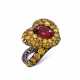 JAR RUBY AND COLOURED DIAMOND RING - Foto 1 JAR RUBY AND COLOURED DIAMOND RING - Foto 1