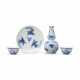 A BLUE AND WHITE DOUBLE-GOURD FORM VASE, A BLUE AND WHITE ‘PHOENIX’ DISH AND A PAIR OF BLUE AND WHITE RETICULATED BOWLS - photo 1