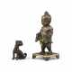 A RARE GILT-BRONZE AND CHAMPLEVE ENAMEL FIGURE OF A BOY AND DOG - photo 1