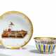 PORCELAIN TEA BOWL WITH SAUCER WITH HOUSE-PAINTER DECOR - Foto 1