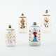 SET OF FOUR GLASS BOTTLES WITH COLOURED ENAMEL DECOR - photo 1
