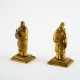TWO SMALL COPPER FIGURINES OF SAINT FRANCIS AND A SAINT WITH A MODEL OF A CHURCH - фото 1
