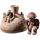 Präkolumbische Tonfigur und Gefäß, wohl Ecuador, Jama-Coaque, 500 - 1000 n. Chr. - Foto 1