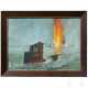 A painting "Submarine Sinks a Warship" - photo 1 A painting "Submarine Sinks a Warship" - photo 1