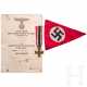 A certificate to the War Merit Cross to an HJ-Scharführer with award and pennant - фото 1 A certificate to the War Merit Cross to an HJ-Scharführer with award and pennant - фото 1