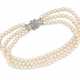Three-Strand-Akoya-Pearl-Necklace with Diamond-Clasp - photo 1