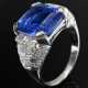 Großer Platin 950 Ring mit Saphir (ca. 10.29ct) un… - Foto 1
