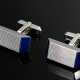 Pair of modern 585 white gold cufflinks with graph… - photo 1