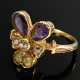 585 yellow gold suffragette ring with violets made… - photo 1 585 yellow gold suffragette ring with violets made… - photo 1