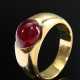 Classic 750 yellow gold band ring with ruby caboch… - photo 1