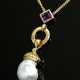 750 yellow gold pendant with square amethyst, bril… - photo 1