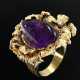 585 yellow gold ring with a marquise-cut amethyst … - photo 1
