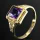 Fine yellow gold 585 ring with square amethyst, ci… - photo 1 Fine yellow gold 585 ring with square amethyst, ci… - photo 1
