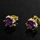 Pair of 585 yellow gold stud earrings with colourf… - photo 1