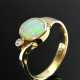 Modern 585 yellow gold ring with opal cabochon and… - photo 1