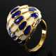 Hoch aufgewölbter Gelbgold 750 Ring mit blauweißer… - Foto 1 Hoch aufgewölbter Gelbgold 750 Ring mit blauweißer… - Foto 1