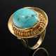 Mid-century yellow gold 585 ring with turquoise ca… - photo 1 Mid-century yellow gold 585 ring with turquoise ca… - photo 1