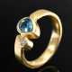 Handcrafted 750 yellow gold ring with aquamarine d… - фото 1