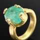 Handcrafted 750 yellow gold ring with large emeral… - photo 1