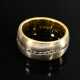 Wide matt yellow gold 750 band ring with 15 brilli… - photo 1 Wide matt yellow gold 750 band ring with 15 brilli… - photo 1