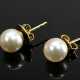 Pair of yellow gold 585 cultured pearl stud earrin… - фото 1