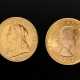 2 Gelbgold 916 Sovereign Münzen: Pfund, Königin El… - Foto 1