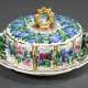Biedermeier butter dish with polychrome floral pai… - photo 1