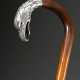 Fruit wood stick with hook crutch made of sculpted… - photo 1 Fruit wood stick with hook crutch made of sculpted… - photo 1