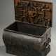 Unusual iron war chest with curved front and scrol… - photo 1
