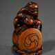 Boxwood netsuke ‘Oni with Raiden's drum and Futen'… - photo 1 Boxwood netsuke ‘Oni with Raiden's drum and Futen'… - photo 1
