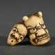 Mingei Hirschhorn netsuke ‘2 masks: Oni and Usofuk… - photo 1