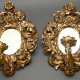 Pair of opulently carved wall sconces with mirrors… - photo 1