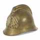 Feuerwehrhelm Frankreich, Messing, Messingglocke mit Raupe und Frontem… - photo 1
