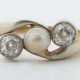 Ring 1920, Gelbgold/Weißgold 750, besetzt mit Perle und 2 Altschliffdi… - photo 1